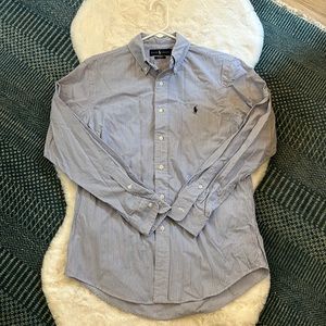 Ralph Lauren 100% Cotton Blue and White Striped Men’s Medium Dress Shirt